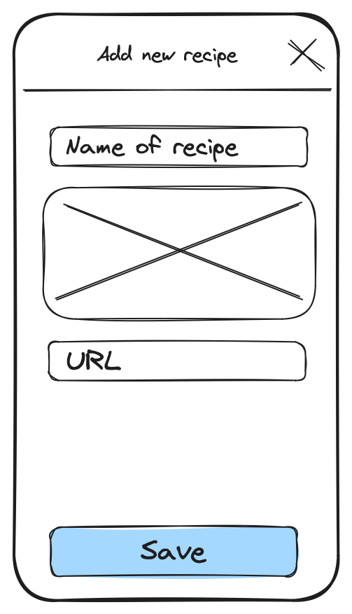 Add new recipe screen mock 1